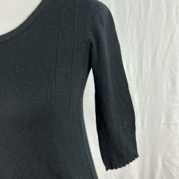 J. Jill Black Wool Blend 3/4 Sleeve Round Neck Sweater Dress - Picture 2 of 8